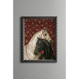 Bozkırın Atları - Vintage Desenli Çerçeve, Gümüş, 21 x 30