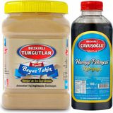 Bozkırlı Çavuşoğlu Beyaz Tahin Kepekli Özel Üretim 930 gr + Keçibozynuzu Harnup Pekmezi 1000 gr - 1,9 kg