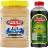 Bozkırlı Çavuşoğlu Beyaz Tek Kavrulmuş Özel Üretim Kepekli Bozkır Tahini 930G + Üzüm Pekmezi 1000G
