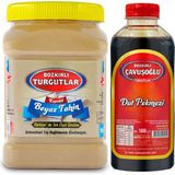 Bozkırlı Turgutlar Beyaz Tek Kavrulmuş Özel Üretim Kepekli Bozkır Tahini 930 gr + Dut Pekmezi 1 kg - 1,9 kg