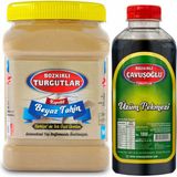 Bozkırlı Turgutlar Beyaz Tek Kavrulmuş Özel Üretim Kepekli Bozkır Tahini 930 gr + Üzüm Pekmezi 1 kg - 1,9 kg