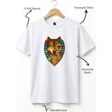 Bozkurt Göktürk Alfabeli ve Türk Devletleri Bayrakları Baskılı %100 Pamuk Regular Fit T-Shirt - Beyaz