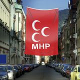 Bozkurt Hilal Kırmızı Sancak Bayrak MHP Üç Hilal Sancağı (400x600 cm)