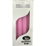 Bozkurt Konik Şamdan Mum Fener Mumu - Pembe - 14 Cm. - 12 Adetlik Paket - 0