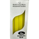 Bozkurt Konik Şamdan Mum Fener Mumu - Sarı - 14 Cm. - 12 Adetlik Paket