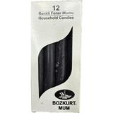 Bozkurt Konik Şamdan Mum Fener Mumu - Siyah - 14 Cm. - 12 Adetlik Paket - 0