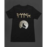 Bozkurt Kurt Türk Dolunay Göktürkçe Ay Baskılı Unisex Tişört T-Shirt - Siyah - XL