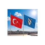 Bozkurt Mavi Bayrağı ve Alpaka Kumaş Türk Bayrağı 2'li Set 70x105cm