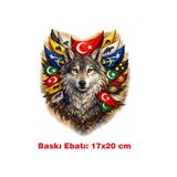 Bozkurt Ve Osmanlı Bayrakları Temalı Ütü İle Yapışan Tekstil Kumaş Tişört Dtf Baskı 3445