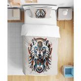 Bozkurt Wolf 3D Dijital Baskılı Tek Kişilik Çarşafsız Genç Erkek Genç Çocuk Nevresim Takımı - Bej - 160 x 220 cm