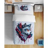 Bozkurt Wolf 3D Dijital Baskılı Tek Kişilik Çarşafsız Genç Erkek Genç Çocuk Nevresim Takımı - Mavi - 160 x 220 cm