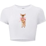Bozz Collection Kadın Kurdele Ceylan Crop T-Shirt - Beyaz - S - M