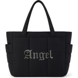 Bozz&Bozz Angel Taş Işlemeli Siyah Kadın Omuz Çantası Büyük Boy Shopper Tote