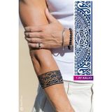 BP Tattoo 1 Ay Kalıcı Geçici Şerit Dövme Kol Bacak Bilek Armband Mavi Desenli
