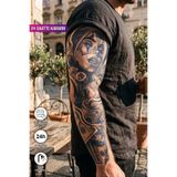 BP Tattoo 24 Saatte Kararan Suya Dayanıklı Sokak Stili Maskeli Kız ve Zar Tam Kol Dövme