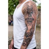 BP Tattoo Dua Eden Melek, Haç ve Savaşçı Temalı Büyük Boy Kol Dövmesi