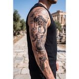 BP Tattoo Spartalı Savaşçı ve Antik Tapınak Temalı Büyük Boy Kol Dövmesi