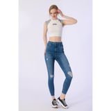 BPF Skınny Cep Kapalı Dizler Lazerlı Paça Kesik Denim Pantolon