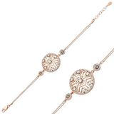BR0460323 925 Ayar Gümüş Rose Yaşam Çiçeği Bileklik