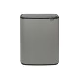 Brabantia 223129 Bo Touch çöp kutusu, 1 x 60 litre iç kova (mineral beton gri), mutfak için çöp/geri dönüşüm kovası, çıkarılabilir bölmeli ve ücretsiz çöp torbası ile