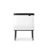 Brabantia - Bo Laundry Bin 60 l - Şık Çamaşır Kutusu - Çabuk Damla Açılan Kapak - Çıkarılabilir Pamuk Torba - Taşınabilir ve Hijyenik - Yatak Odası ve Banyo Aksesuarları - Beyaz