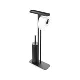 Brabantia - Mindset WC Butler – Banyo rafı, tuvalet kağıdı tutucu ve hijyenik tuvalet fırçası – korozyona dayanıklı çelik – sağlam ve kaymaz zemin – Infinite Grey – 75,5 x 12,5 x 29 cm