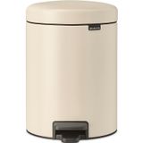 Brabantia - NewIcon pedallı çöp kovası 5 l – banyo veya tuvalet için küçük çöp kutusu – yumuşak kapanan kapak – kolay pedal kullanımı – çıkarılabilir iç kova – yumuşak bej – 21 x 28 x 29 cm