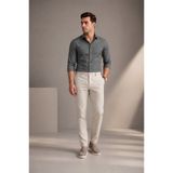 BRACCAS Erkek Açık Gri Melanj Kırçıllı Slim Fit Yarım Lastikli Bel Smart Casual Pantolon