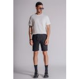 BRACCAS Erkek Yandan Cepli Beli Lastikli Keten Dokulu Relaxed Fit Jogger Şort Siyah