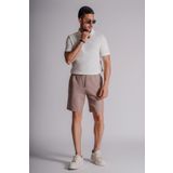 BRACCAS Erkek Yandan Cepli Beli Lastikli Keten Dokulu Relaxed Fit Jogger Şort Vizon