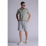 BRACCAS Erkek Yandan Cepli Beli Lastikli Keten Karışımlı Relaxed Fit Chino Şort Gri