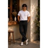 BRACCAS Erkek Yandan Cepli Beli Lastikli Relaxed Fit Chino Pantolon Siyah