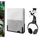BracNova Wall Mount for Xbox One S -Steel Wall Mount Shelf Stand with Detachable Controller Holder and Headphone Hook（NOT for Xbox Series S）