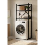 Braga Metal 3 Çamaşır Makinesi Üstü Düzenleyici Raf Beyaz Banyo Düzenleyici Dolap, Siyah, 162 × 70 cm