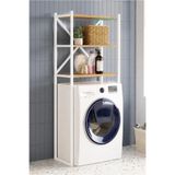 Braga Metal Çamaşır Makinesi Üstü Düzenleyici Raf 3 Katlı Banyo Dolabı Beyaz - Çam 162x70 cm