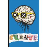 Brain Create Sketchbook: Cool Graffiti Brain & Ransom Note Art Pad | 6x9 Inch, 110 Blank Pages: Unlined Notebook for Urban Sketching, Doodling, and Brainstorming Ideas | Edgy Blue & Red Grunge Cover