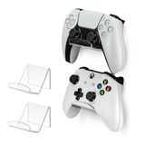 BRAINWAVZ Xbox, Playstation, PC ve Daha Fazlası için 2 Paket Oyun Kumandası Duvara Monte Askı Tutucu, Güçlü VHB Yapıştırıcı, Evrensel Uyum, (Şeffaf)