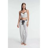 Bralet Sütyen Pamuklu Puantiye Desenli Desteksiz Dantel Detaylı Pijama Takımı