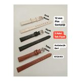 Brality 12 mm Uyumlu Kol Saati Kordonu 3 Adet 1 Fiyat (KIRIK BEYAZ KROKO-SİYAH YILAN-TABA YILAN) Model