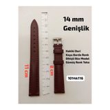 Brality 14 mm Uyumlu Kol Saati Kordonu (HAKİKİ DERİ) KOYU BORDO Renk Düz Dikişli Model- (Gümüş Renk Toka)