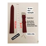 Brality 16 mm Uyumlu Kol Saati Kordonu , HAKİKİ DERİ , KOYU BORDO Renk Düz-Dikişli Model , GÜMÜŞ RENK TOKA , (KİŞİYE ÖZEL YAZI YAZILIR)