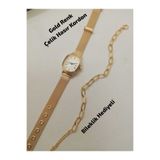 Brality GOLD Renk Kasa Vintage Kadın Kol Saati- Gold Renk Hasır Kordon / Retro Series BİLEKLİK HEDİYELİ.