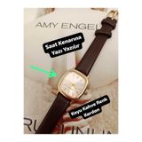 Brality Kadın Kol Saati.. Retro Vintage.. Oval Kare Gold Kasa- Koyu Kahve Kordon