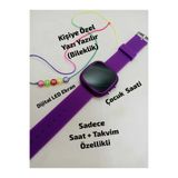 Brality KİŞİYE ÖZEL İSİMLİ BİLEKLİK TASARLANIR , Mor Renk Silikon Kordon , Dijital Led Siyah Renk Ekran, Mor Renk Kasa , Çocuk Kol Saati ( KADIN ERKEK GENÇ) , SADECE SAAT ve TAKVİM - AKILLI SAAT DEĞİLDİR