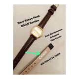 Brality KİŞİYE ÖZEL YAZI YAZILIR , Vintage Retro Kadın Kol Saati , Oval Kare Gold Renk Kasa , Koyu Kahve Renk Kordon , Beyaz Renk Kadran