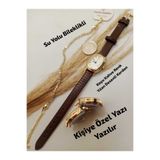 Brality KİŞİYE ÖZEL YAZI YAZILIR - Yeni Moda Kadın Kol Saati ... Retro Minimal , Vintage Model.... Koyu Kahve Kordon , Beyaz Renk Roma Rakamlı Kadran , GOLD RENK KASA