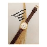 Brality KORDON ARKASINA KİŞİYE ÖZEL YAZI YAZILIR , Minimal Vintage Retro Tasarım Kadın Kol Saati- Gold Renk Kasa - Koyu Kahve Renk Yılan Desenli Kordon