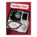 Brality Özel Kutulu Erkek Kombin Hediyelik Set- Çelik Kol Saati Çakmak Tesbih Bileklik ( Hediye Seti ) 6073