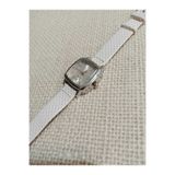 Brality Retro Oval Kare Model... Vintage Kadın Kol Saati... Gümüş Kasa- Beyaz Kadran- Beyaz Kordon