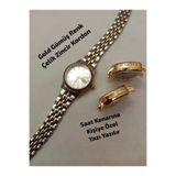 Brality SAAT KENARINA KİŞİSEL ÖZEL YAZI YAZILIR , Minimal Model Vintage Yuvarlak Tasarım - Kadın Kol Saati Retro Çelik (GOLD-GÜMÜŞ) Renk Kordon- SU YOLU BİLEKLİKLİ